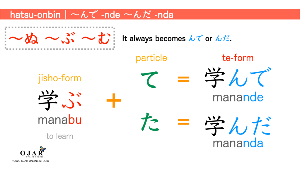 hatsu onbin nde nda te-form