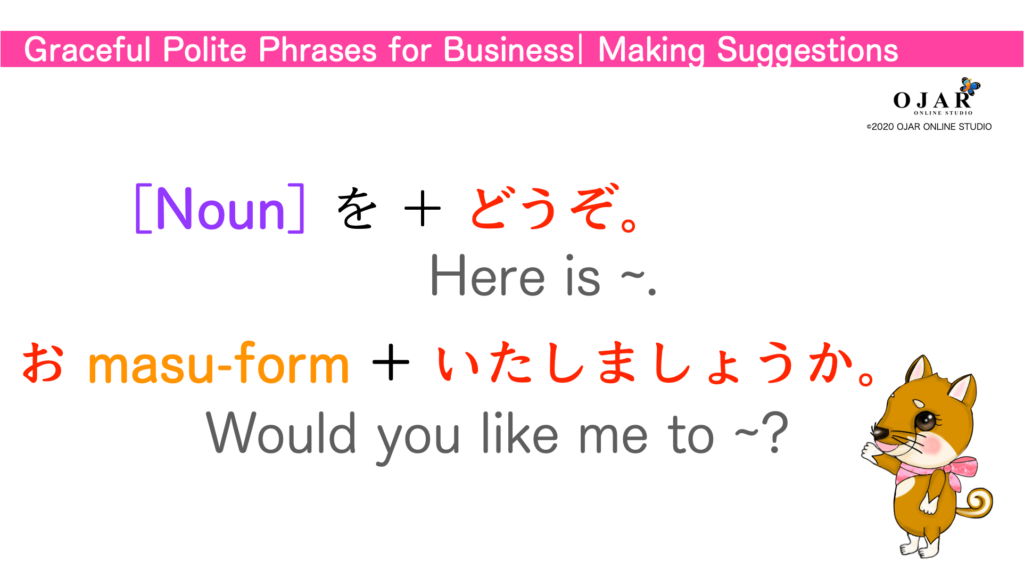 graceful polite phrases for businees making suggestions