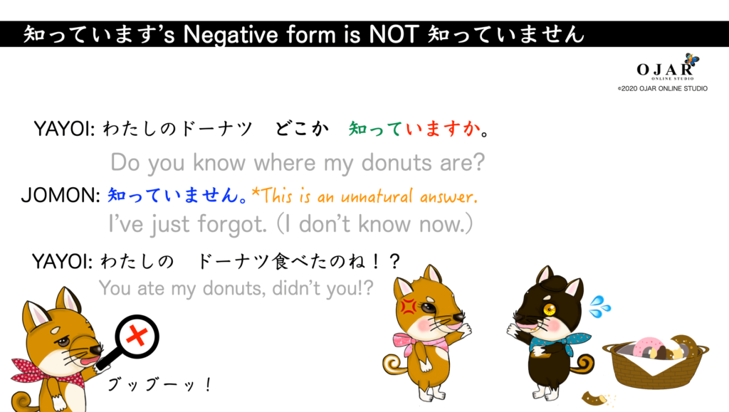 shitteimasu's negative form is not shitteimasen 1