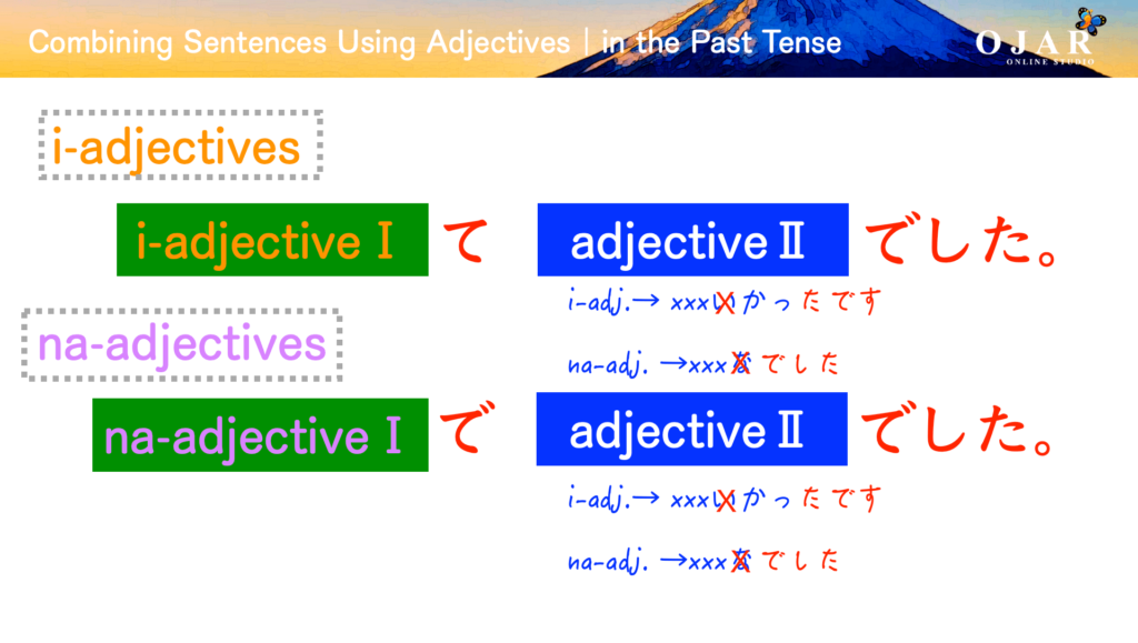 combining sentensese using adjectives in the past tense