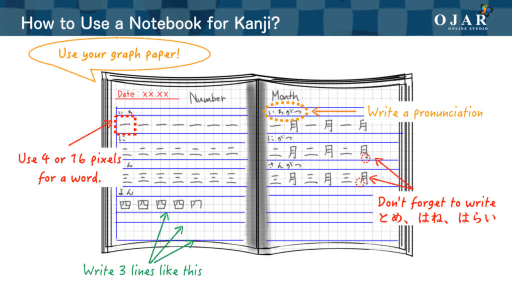 how to use a notebook for a kanji